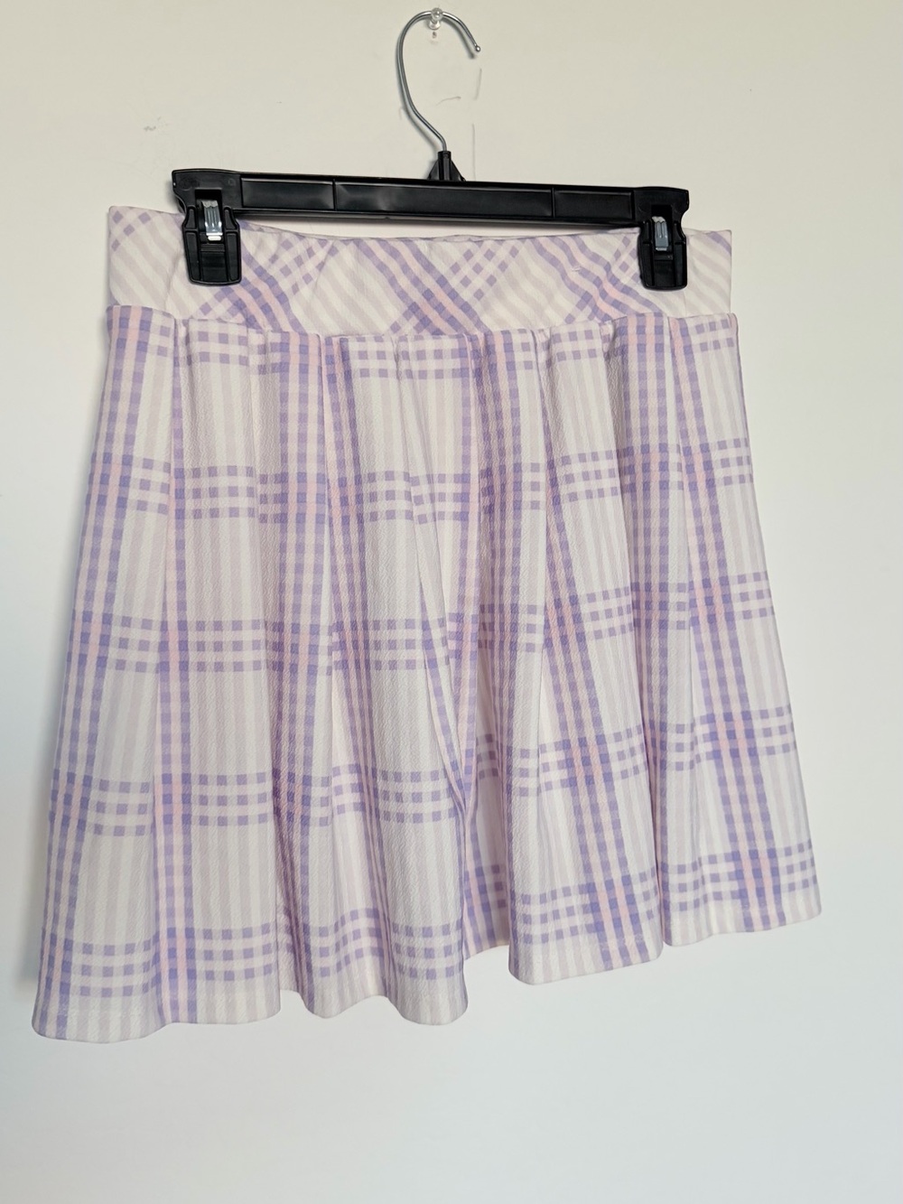 Pleated Mini Skirt in Lavender Plaid